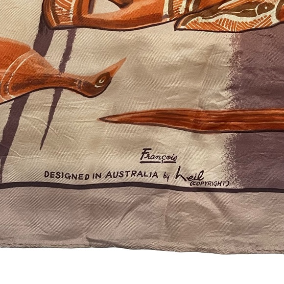 Vintage Australian Aboriginal Art Scarf Designed by Neil Silk Rayon - Picture 9 of 12